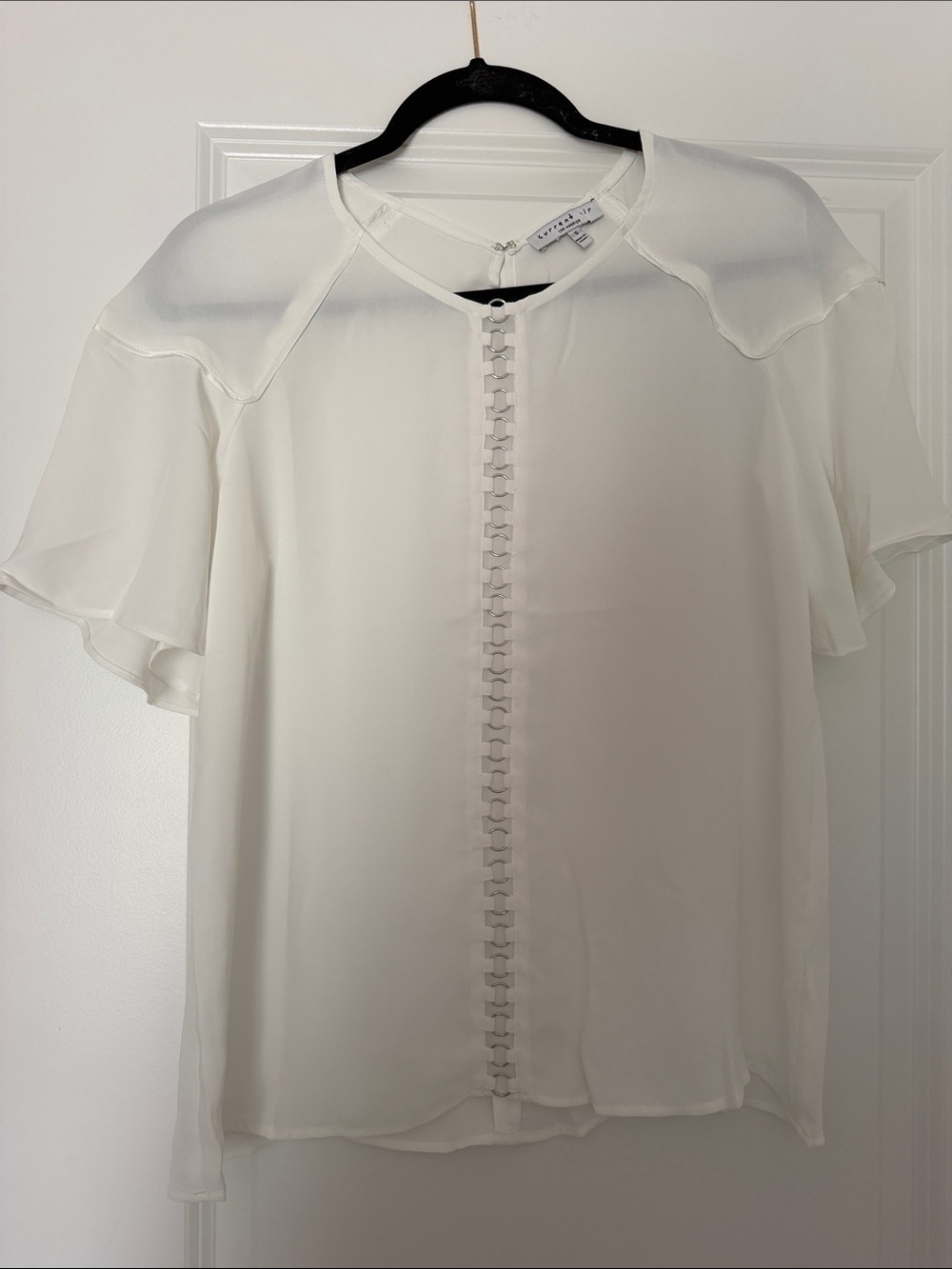 Current Air NWOT White Ruffle Sleeve Lace-Up Blouse